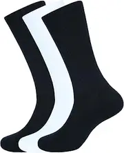 [ASSOTS] LONDON Women's Crew Socks Full Length Cotton Blend Solid Color | Lightweight Crew Casual Wear Business Sock, Pack of 3 Socks, Color - 1 White, 2 Black, Size - 6 to 9, 1 White, 2 Black