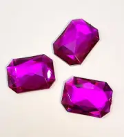 24 Magenta Acrylic Lucite Rectangle Gems Rhinestones Jewels 40mm x 30mm