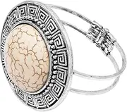 [Rosemarie Collections] Women's Southwestern Style Large Howlite Stone Hinged Statement Bangle Bracelet
