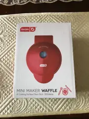 Dash 350 Watts 4” Red Non-Stick Mini Waffle Maker