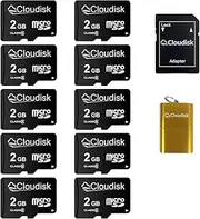 Pack of 10 Micro SD Card 2GB Flash Memory Card C6 with SD Adapter, Card Reader (2GB)