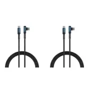 2x Rockrose OneLink Pro Max 240W Right Angle USB-C Nylon Braided Cable Black