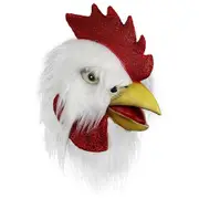 Sztxj Rooster Mask, Halloween Novelty Costume Party Latex Animal Head Chicken Rooster Mask Cosplay Props,White