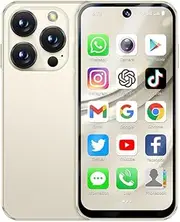 Mini Mobile Phone 4G Smartphone, 3.88 Inch Full Screen Smartphone Android 12, Dual SIM, Face Recognition, GPS, OTC,Google Play Unlocked Phone (Beige, 64, GB, GB, 4)