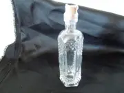 Pressed Crystal Clear Glass Perfume Hexagon Shape Bottle with Cork Stopper NEW!