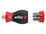 Wiha Magnetic SoftFinish Stubby Screwdriver with Bit Magazine (SL, PH) WHA3373