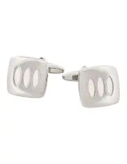 [Cudworth] Bar Pattern Rhodium Plated Square Cufflinks in Black, White and Grey