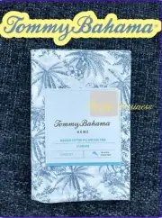Tommy Bahama Set Of 2 Standard Pillowcases Pen & Ink Palm Coastal Blue White