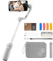 LAPOOH Smooth-Q4 Handheld 3-Axis Gimbal Stabilizer for Smartphone Portable Phone Vlog Gimbal Built-in 215mm Extendable Rod Max. 280g Payload Supports Gesture Control Various Modes with Mini
