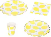 Birthday Decorations Party Tableware Set,Lemon Fruit Paper Plates Napkins Cups Eco Friendly Tableware Set for Kids Women Men Birthday