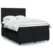 Box Spring Bed with Mattress Black/Dark Grey Velvet vidaXL