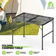 35" Foldable Grill Table Outdoor Picnic Adjustable Height Mesh Bag Camping Table