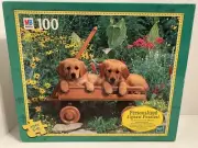 Milton Bradley 1999 Junior Puzzle Puppies Wagon Jigsaw Puzzle 100 Pcs Sealed Box