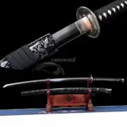 Japanese Abrasive Katana Folded Steel Clay Tempered Samurai Sword BrassFull Tang