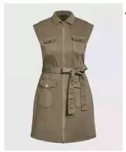 City Chic Small Dress Josephine Denim Khaki Plus Size 16