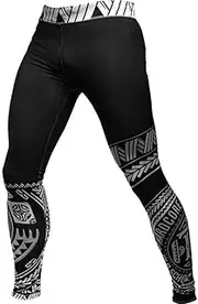 [Hardcore Training] Ta Moko Black Men's Spats Leggings Base Layer No Gi Tights MMA BJJ Grappling Fitness Workout Running