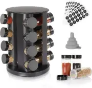 Black Countertop Rotating Spice Rack, Empty 16-Jars Revolving Black-16jars