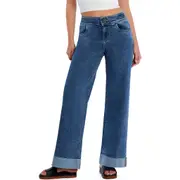 HINT OF BLU Mighty High Waist Wide Leg Jeans in Pacific Blue at Nordstrom, Size 27