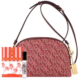 COACH 莓紅色LOGO字樣PVC斜背包+Anna Sui 獨角獸隨身小香