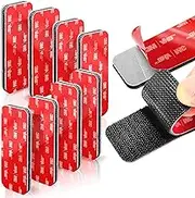 8 Sets Heavy Duty Adhesive Hook and Loop Strips, Made of 3M VHB, Heat Resistant, Waterproof, Indoor & Outdoor Use, Black, 1.2x3.2 Inch – Secure Mounting for Walls, Glass, Tiles, Metal, Wood, and More