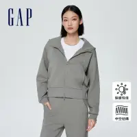 在飛比找momo購物網優惠-【GAP】女裝 Logo連帽外套 空氣三明治系列-灰色(89