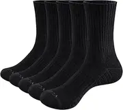 [YUEDGE] Mens Socks Moisture Wicking Cushioned Crew Socks Performance Training Athletic Socks Thick Cotton Socks For Men, 5 Pairs