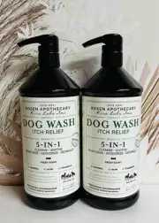2-Pack Rosen Apothecary ~ 5-in-1 Dog Wash with Oatmeal, Aloe & Vitamin E 32 oz