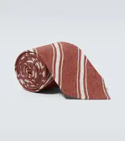 [Dunhill] Dunhill Striped silk jacquard tie One Size burgundy