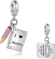 [LSxAB] I Love Reading Book Charm Compatible with Pandora Charms Bracelets for Women Birthday Gifts
