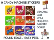 9 VENDING MACHINE CANDY STICKERS LABELS SIMPLE NUTRITION EASY PEEL