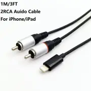 For iPhone to 2RCA Splitter Audio Cord RCA Y Adapter Hi-Fi Sound RCA 1M/3FT