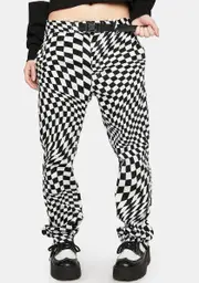 [x-Girl] Wavy Checkered Easy Pants