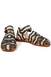 RRP€478 ZIMMERMANN Raffia Sandals EU38 UK5 US7.5 Ankle Strap Two Tone