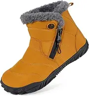 [KVbabby] Barefoot shoes, lined children's winter boots, boys and girls, waterproof winter shoes, snow boots, warm boots, ankle boots, Yellow A, 35 EU