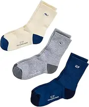 [vineyard vines] Classic Whale Athletic 3-Pack Socks, Prussian Blue, onesz, Prussian Blue, One Size