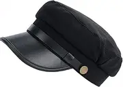 [DuBom] 1Pcs Retro Military Hat Chauffeur Hat Fisherman Hat Driver Hat Newsboy Cap Fiddler Cap Doorman Hat Costume Hats for Men and Women (Black)