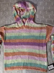 Crochet Pull-over Hoodie Art Class Girls Size XXL 16/18 Sweater