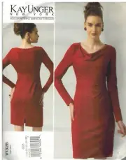 1328 UNCUT Vogue Sewing Pattern Misses Lined Dress Gathered Waist Kay Unger sew