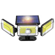 3 Head 368 LED Solar Motion Sensor Light Outdoor Garden Wall Security Flood Lamp