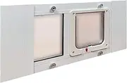 Ideal Pet Products Aluminum Sash Window Pet Door, Adjustable Width 23" to 28", Cat Flap, 6.25" x 6.25" Flap Size, White