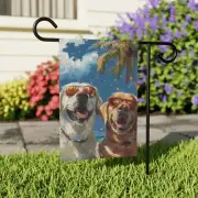 White and Yellow Labrador Retrievers Summer Yard Flag, White Lab Garden Decor
