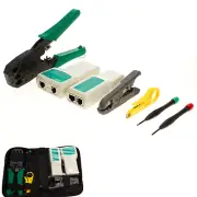 Network Tool Kit Crimper RJ45 RJ11 Cat5e Cat6 Tester Wire Stripper Cutter Cable