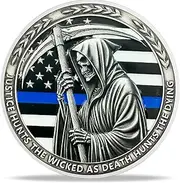 Police Challenge Coin Death Reaper Law Enforcement Service and Integrity Medallion Thank You for Your Dedication Token Appreciation Gifts for Police Officers Veterans and Families (Death God Cop)