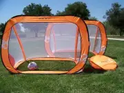 PASS 5x3 Ft Orange Portable Soccer Goal SET with Carry Case. EZ FOLD+QUICK SETUP