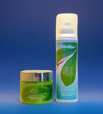 Bath & and Body Works DEEP AQUA cooling mist & cooling souffle SET OF 2 VHTF!