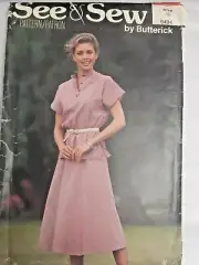 Top Skirt See & Sew Butterick 6494 Sewing Pattern Size 10 VTG UC A Line Pullover