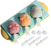 Popsicle Molds Ice Pop Molds Silicone 3 Cavities Ice Cream Mold animals & fru...
