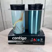Contigo Snapseal 20 Oz Travel Mug Set Hot Cold Cups Leak Proof Blue New