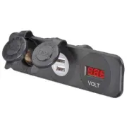 Narva 81181BL Heavy-Duty Accessory/Dual USB Sockets and 12/24V DC LED Volt Meter