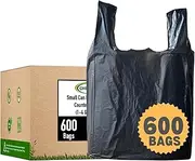 Small Easy-Tie Handle Can Liner (600 Bags) Black Grocery Size Multipurpose Diaper Bags Cat Litter Clump & Poop Bags Dog Waste Bags Compatible with Arm & Hammer Swivel Bin & Rake pooper scooper